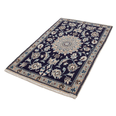 Tapis persan - Nain - 139 x 89 cm - bleu foncé