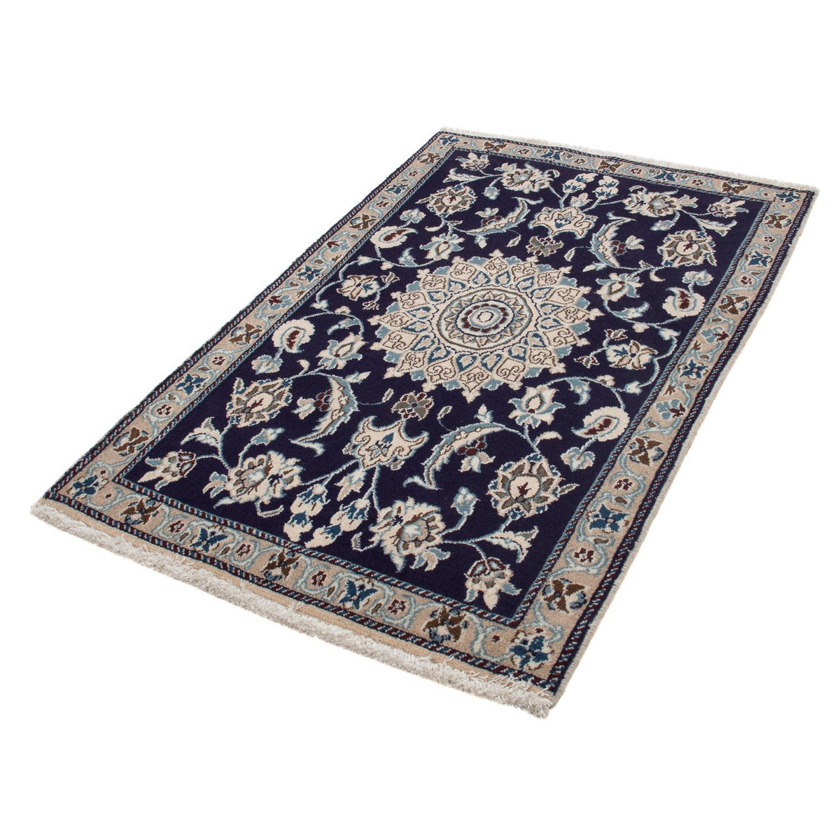 Tapis persan - Nain - 139 x 89 cm - bleu foncé