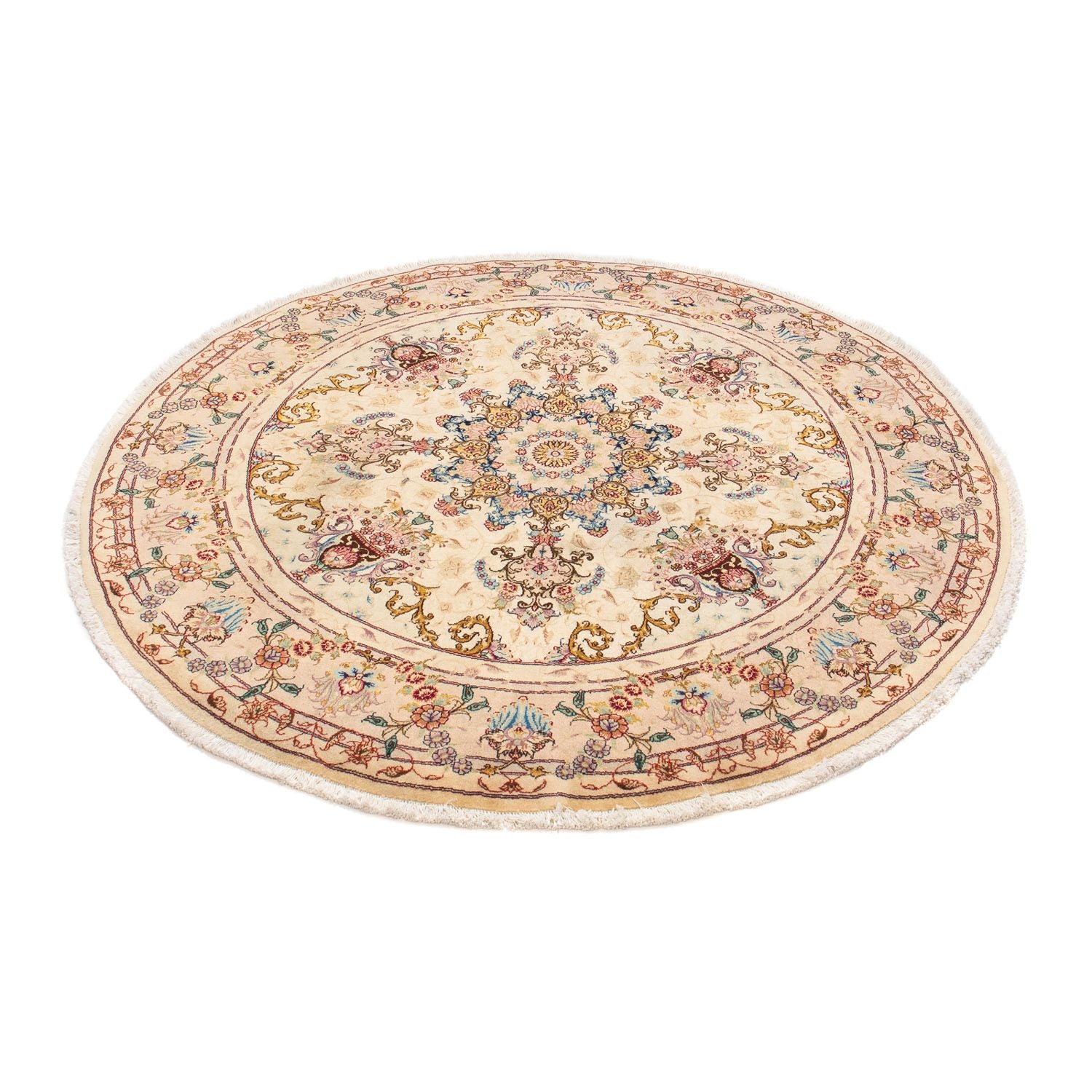 Tapis persan - Tabriz - Royal ronde  - 150 x 150 cm - marron clair