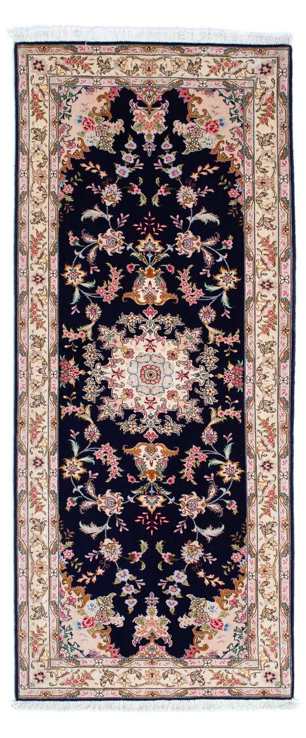 Tapis de couloir Tapis persan - Tabriz - Royal - 198 x 82 cm - bleu foncé