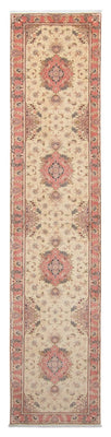 Tapis de couloir Tapis persan - Tabriz - Royal - 410 x 80 cm - beige