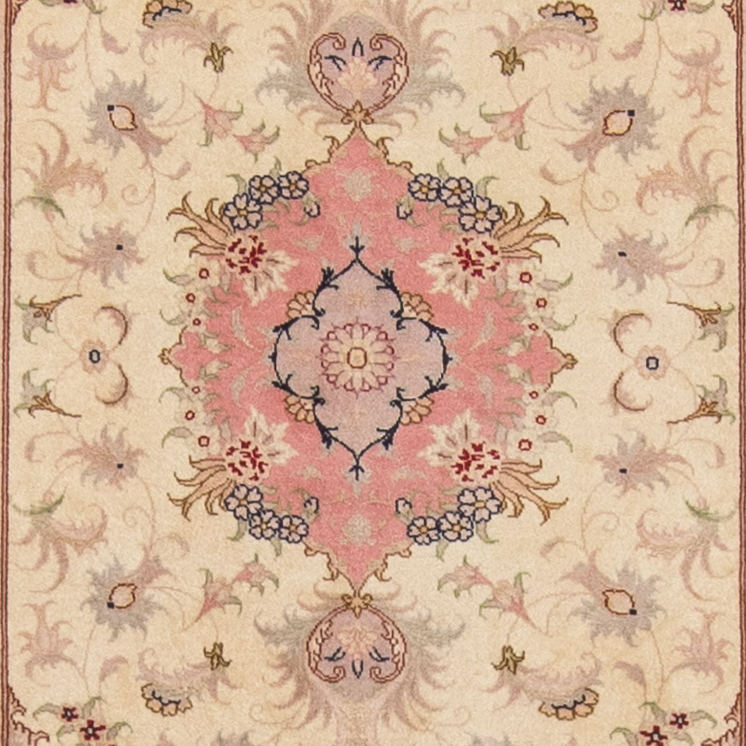 Tapis de couloir Tapis persan - Tabriz - Royal - 410 x 80 cm - beige
