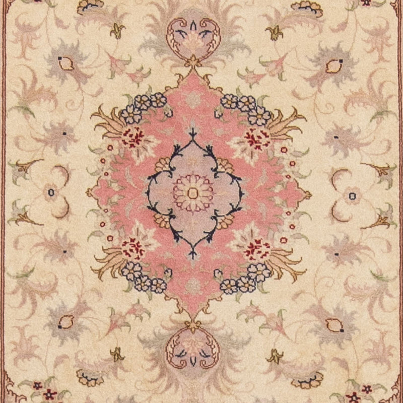 Tapis de couloir Tapis persan - Tabriz - Royal - 410 x 80 cm - beige