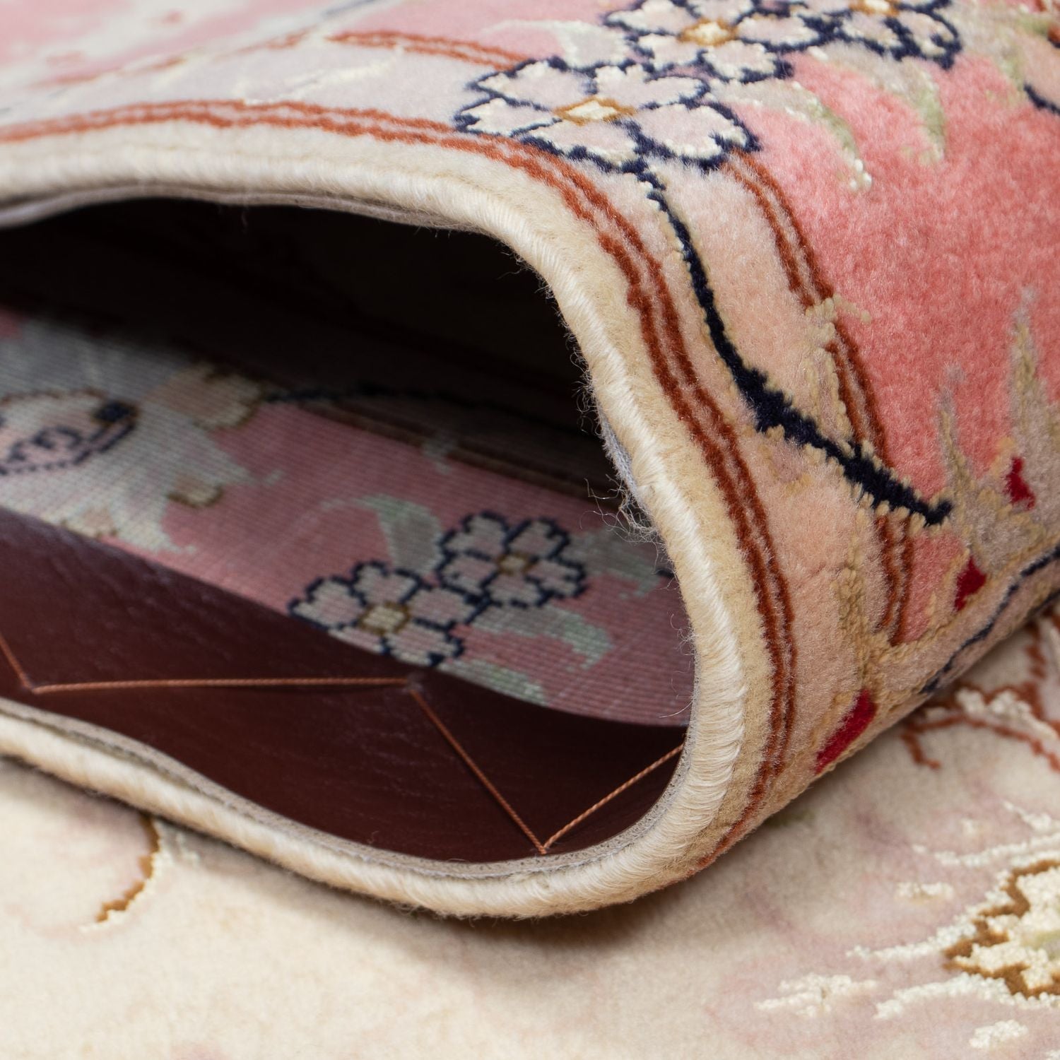 Tapis de couloir Tapis persan - Tabriz - Royal - 410 x 80 cm - beige