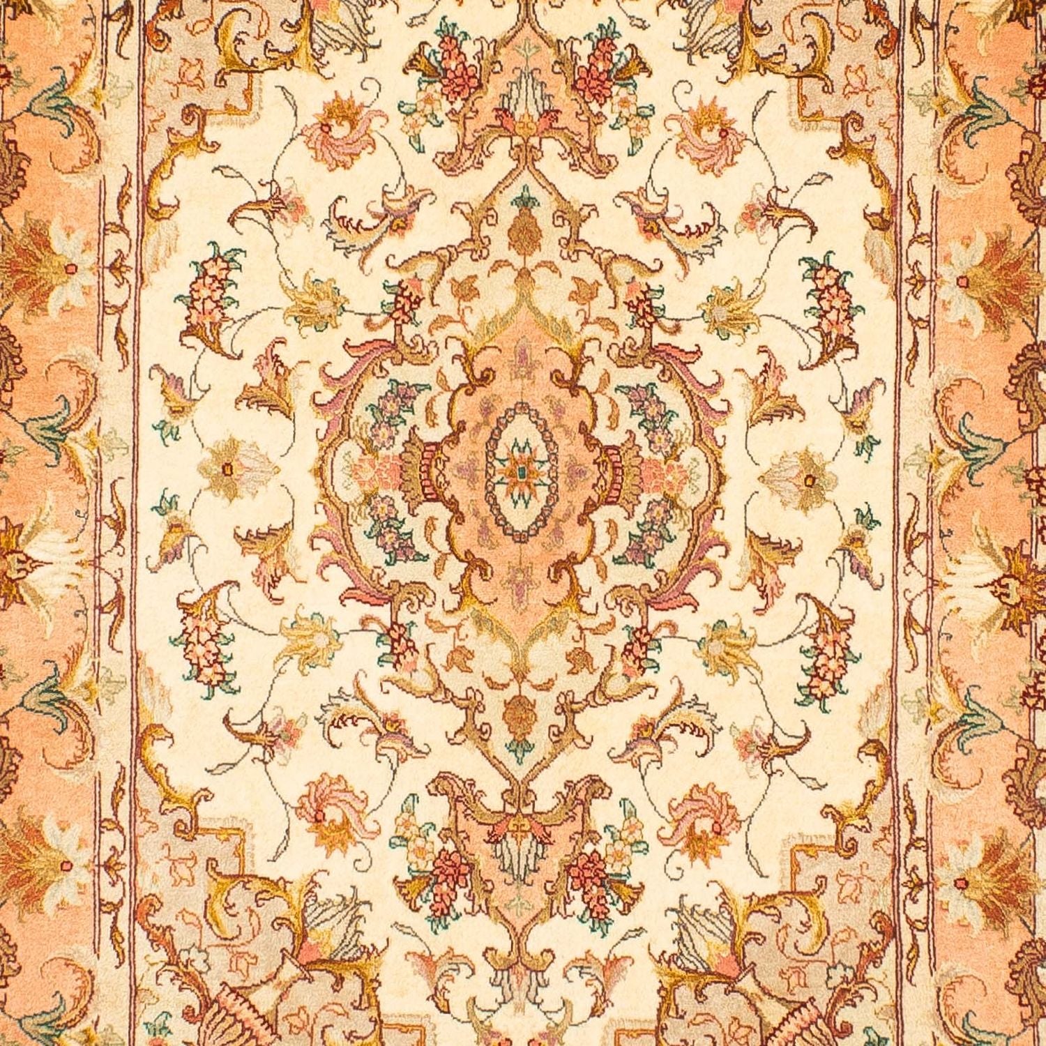 Tapis de couloir Tapis persan - Tabriz - Royal - 314 x 87 cm - beige