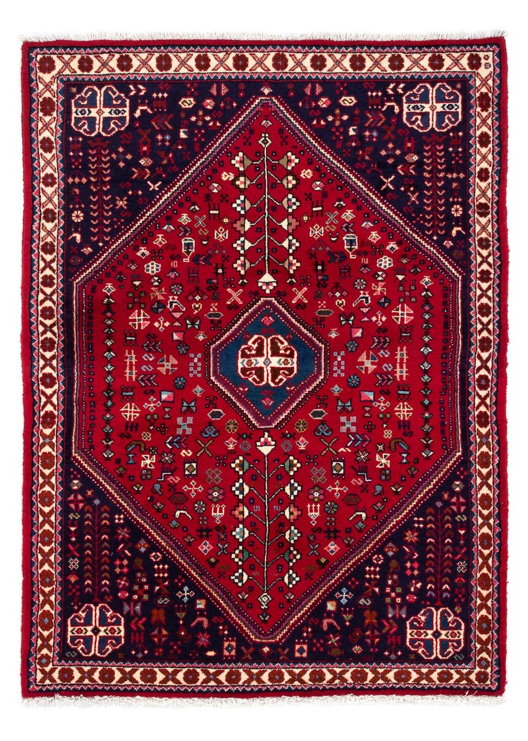 Tapis persan - Nomadic - 150 x 103 cm - rouge foncé