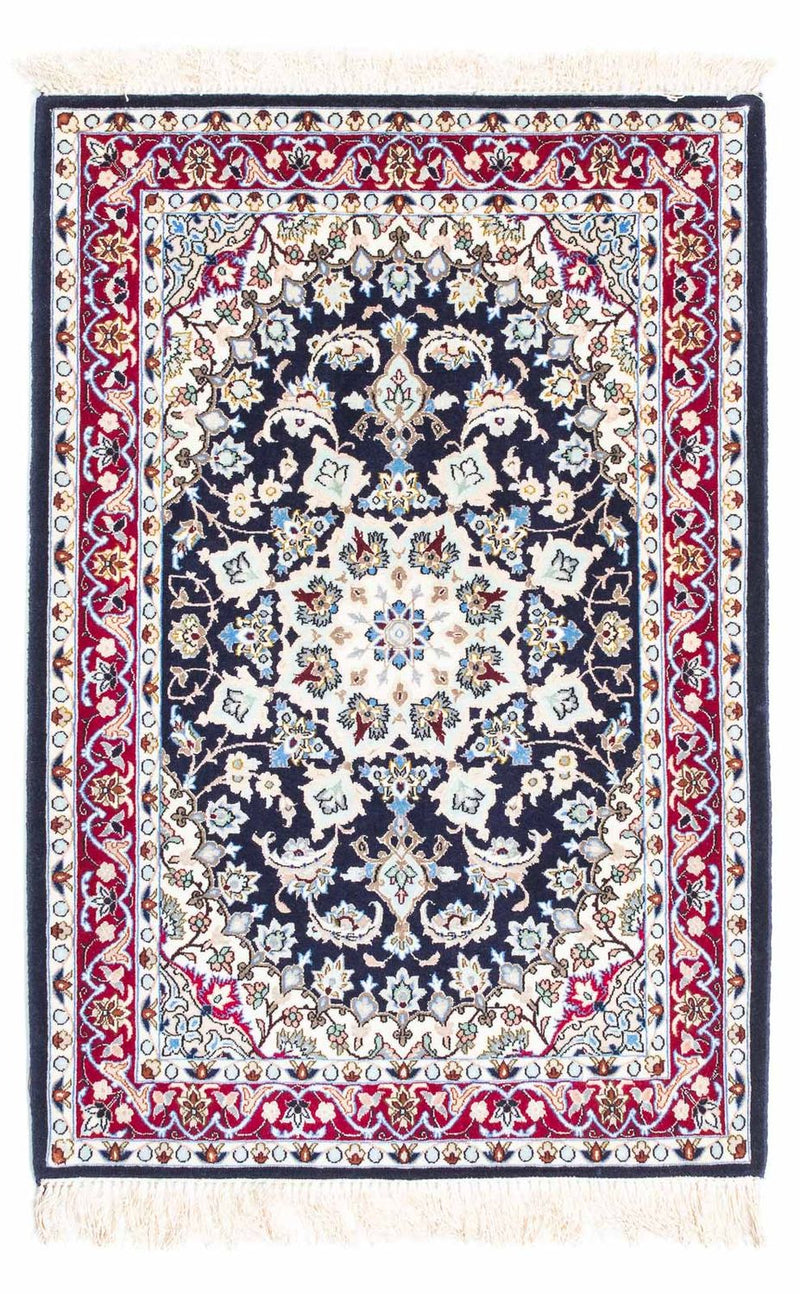 Tapis persan - Isfahan - Premium - 104 x 72 cm - bleu foncé
