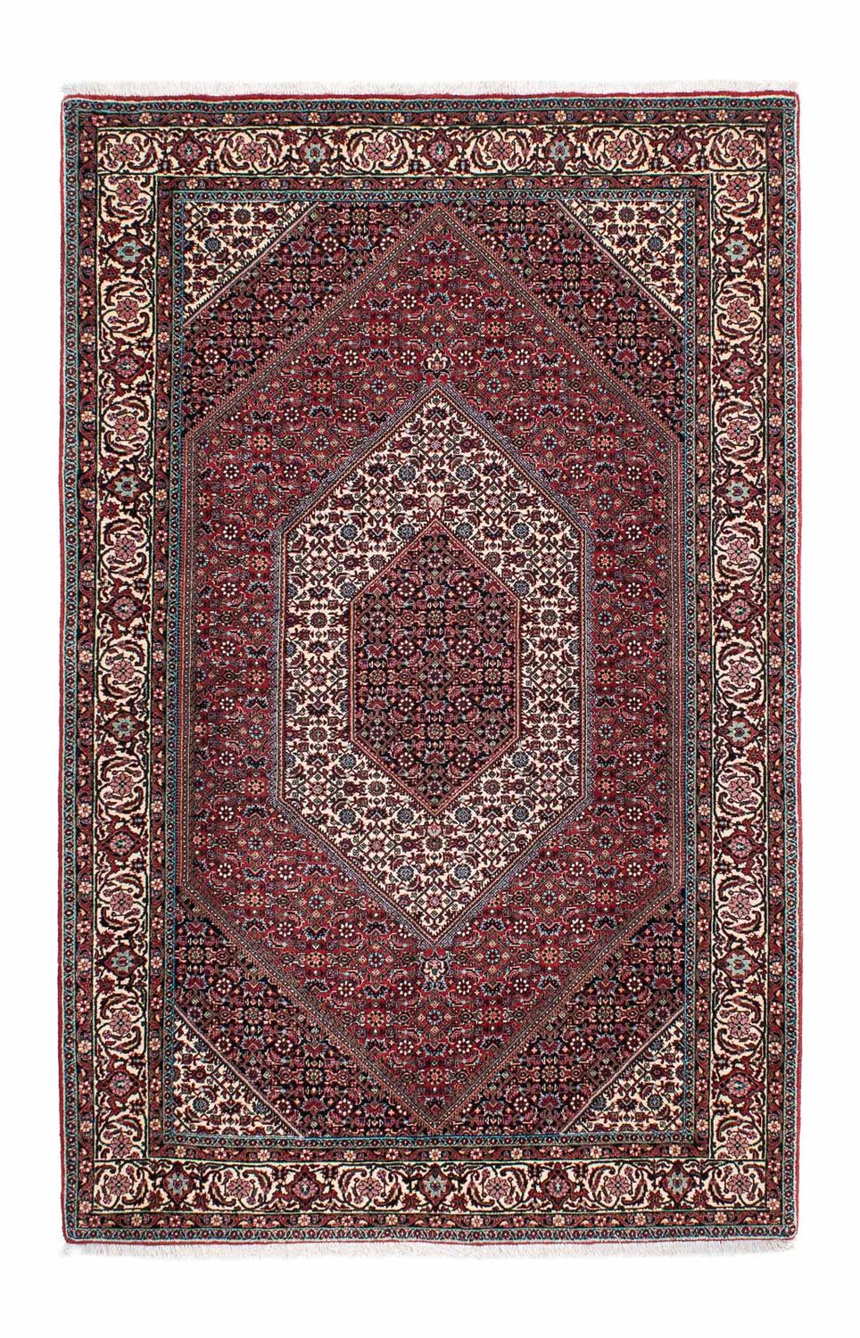 Tapis persan - Bidjar - 212 x 135 cm - rouge foncé