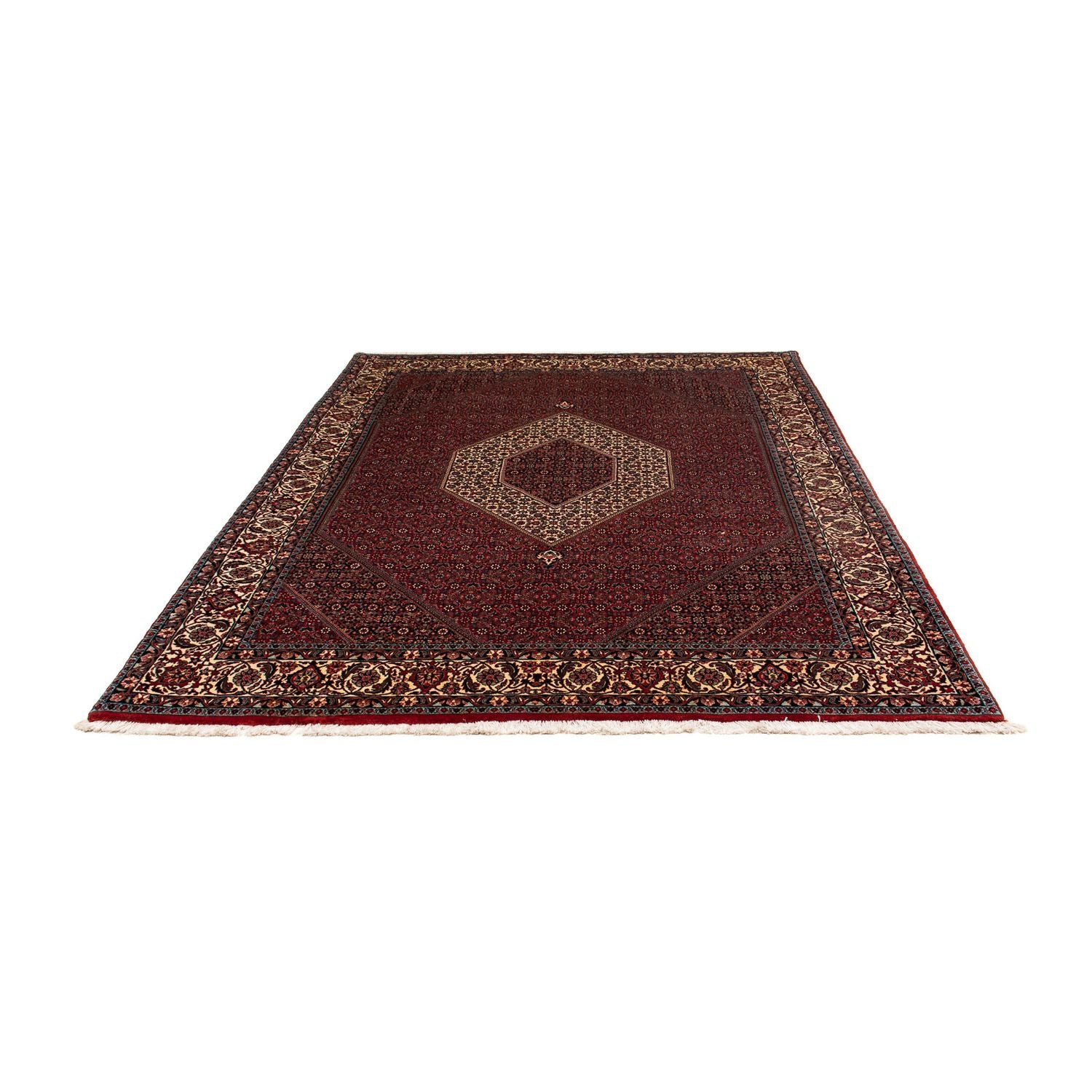 Tapis persan - Bidjar - 257 x 204 cm - rouge foncé
