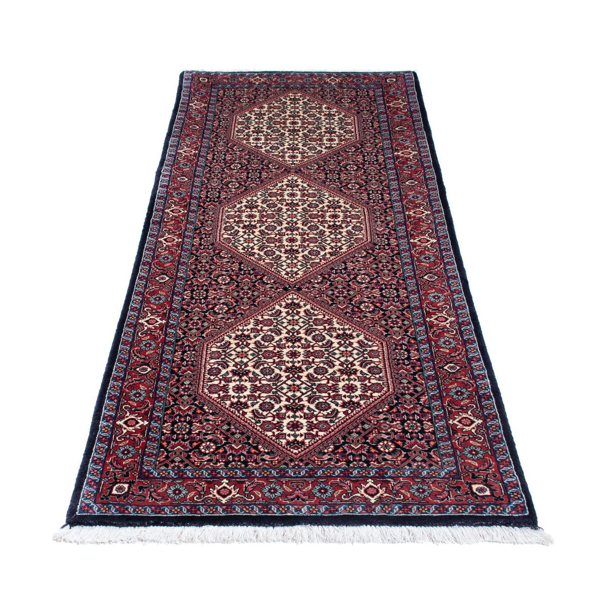 Tapis de couloir Tapis persan - Bidjar - 206 x 73 cm - bleu foncé
