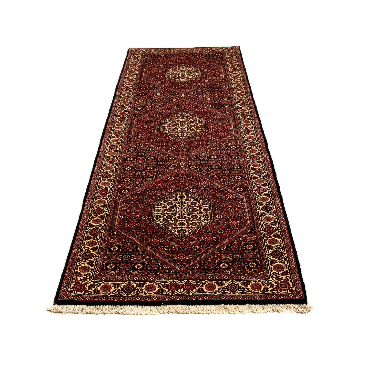 Tapis de couloir Tapis persan - Bidjar - 296 x 83 cm - rouge foncé