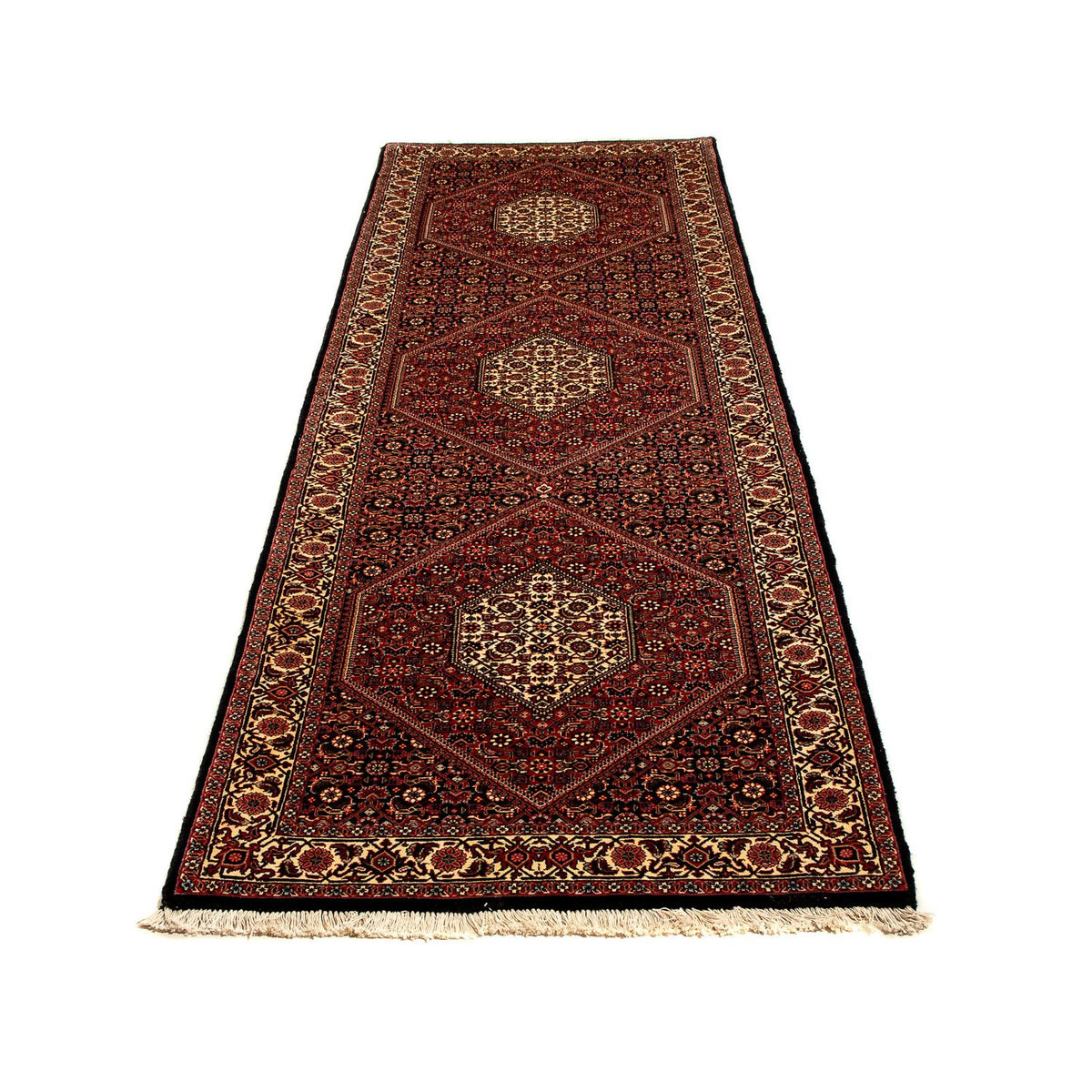 Tapis de couloir Tapis persan - Bidjar - 296 x 83 cm - rouge foncé