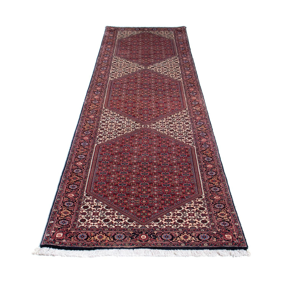 Tapis de couloir Tapis persan - Bidjar - 313 x 83 cm - rouge foncé