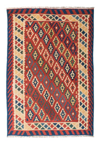 Tapis Kelim - Oriental - 206 x 156 cm - rouge foncé