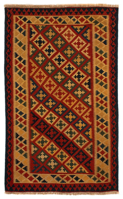Tapis Kelim - Oriental - 211 x 146 cm - rouge foncé