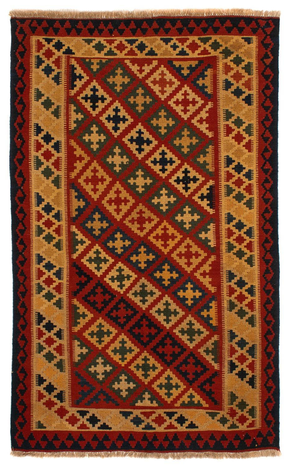 Tapis Kelim - Oriental - 211 x 146 cm - rouge foncé