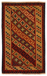 Tapis Kelim - Oriental - 211 x 146 cm - rouge foncé