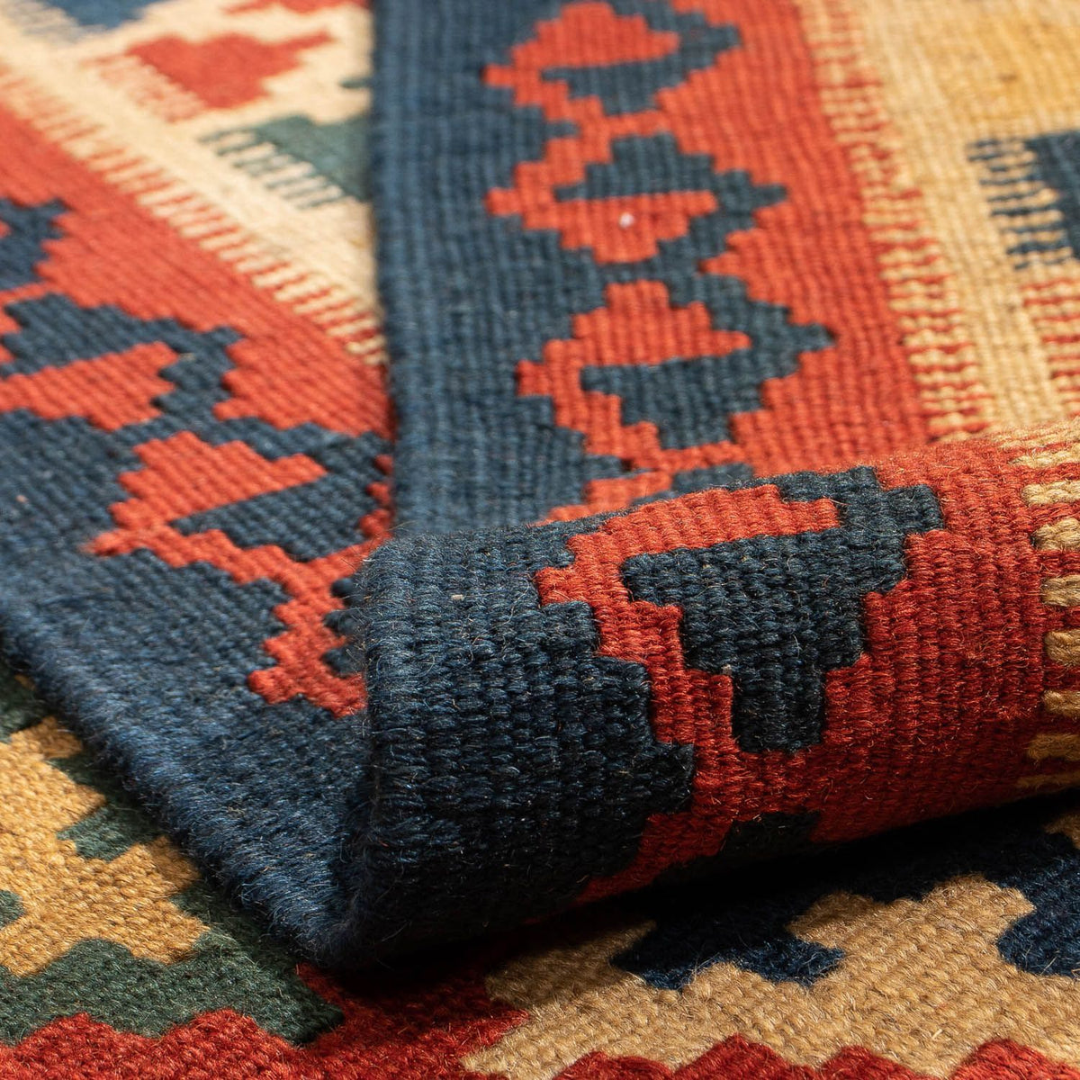 Tapis Kelim - Oriental - 211 x 146 cm - rouge foncé