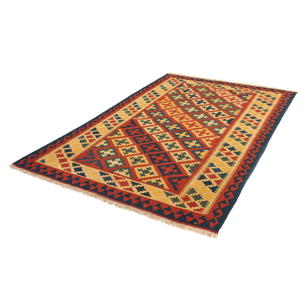 Tapis Kelim - Oriental - 211 x 146 cm - rouge foncé