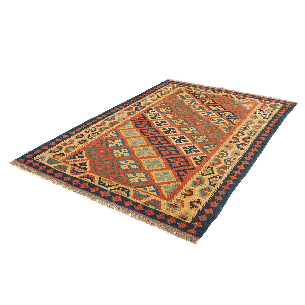 Tapis Kelim - Oriental - 213 x 148 cm - rouge foncé
