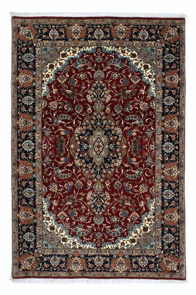 Tapis de Qom Tapis 138x204cm - Tapis persan - rouge foncé