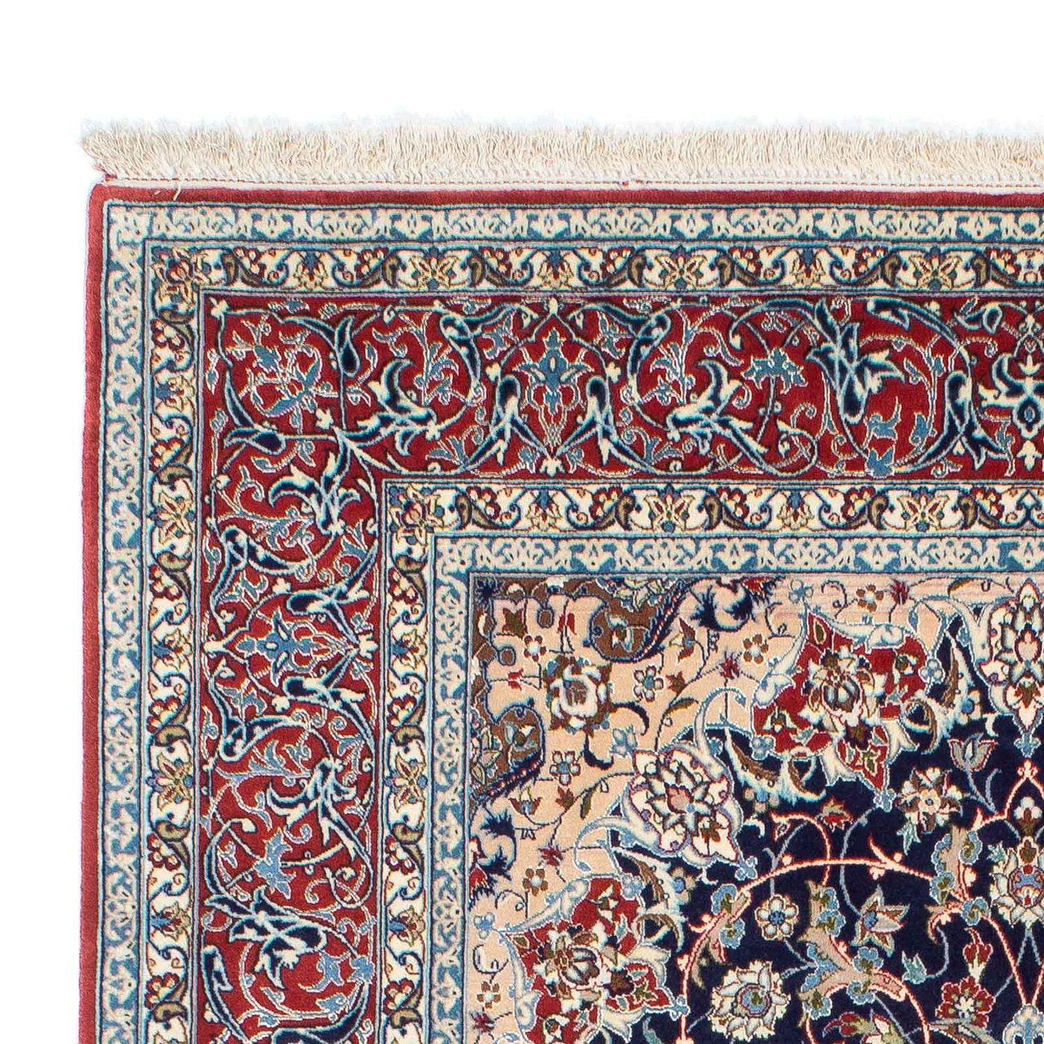 Tapis persan - Isfahan - Premium - 220 x 152 cm - bleu foncé