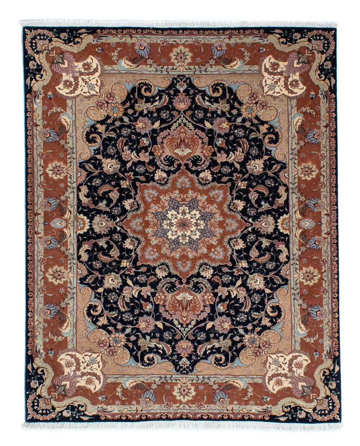 Tapis persan - Tabriz - Royal - 200 x 155 cm - bleu foncé