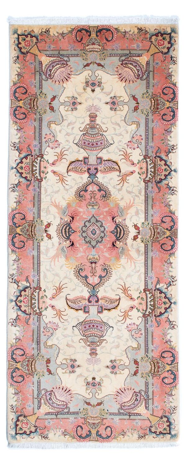 Tapis de couloir Tapis persan - Tabriz - Royal - 203 x 80 cm - beige