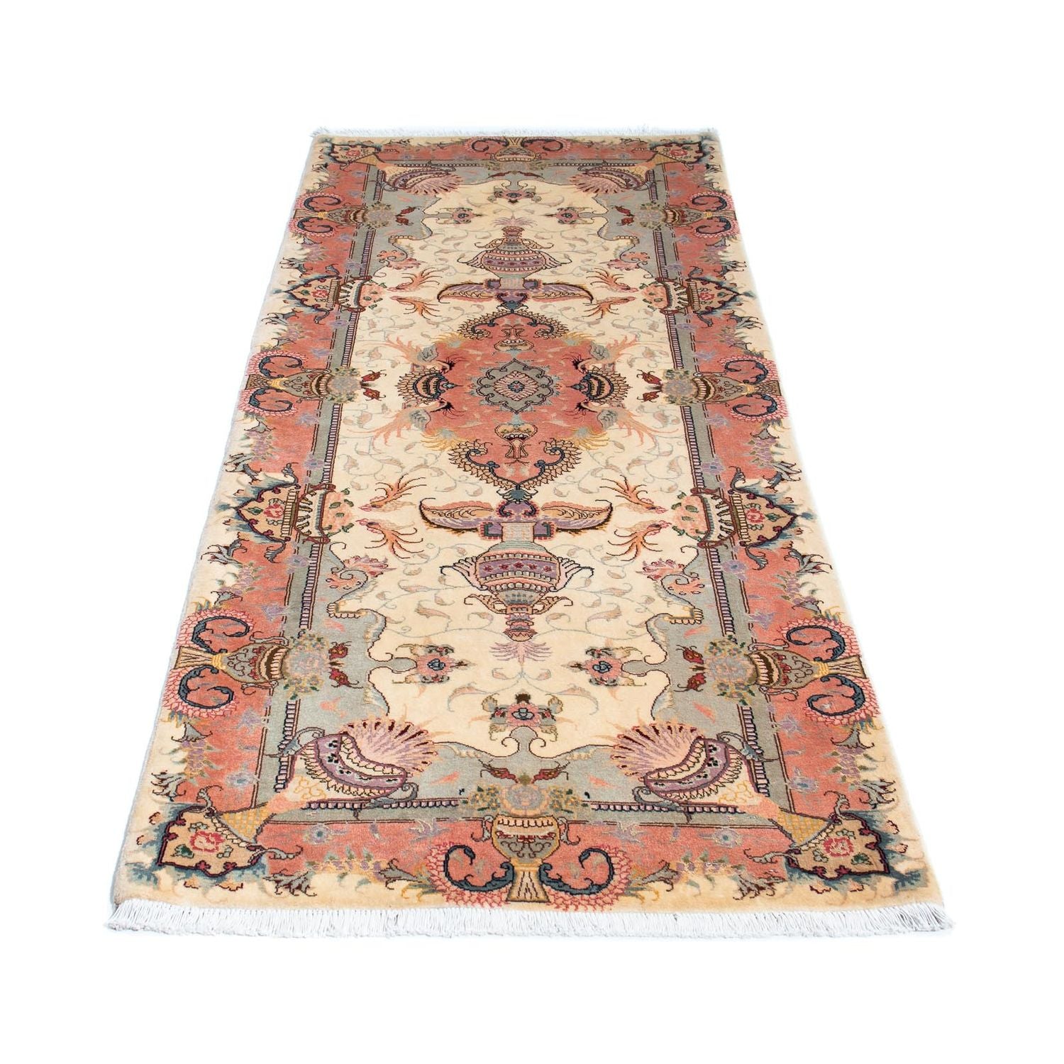 Tapis de couloir Tapis persan - Tabriz - Royal - 203 x 80 cm - beige