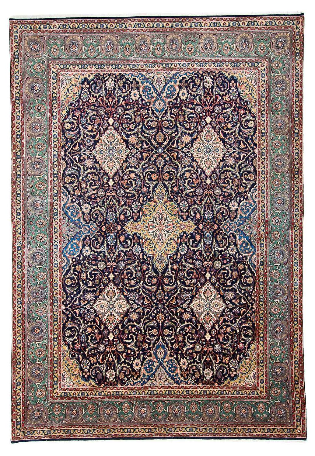 Tapis persan - Classique - 438 x 305 cm - bleu foncé