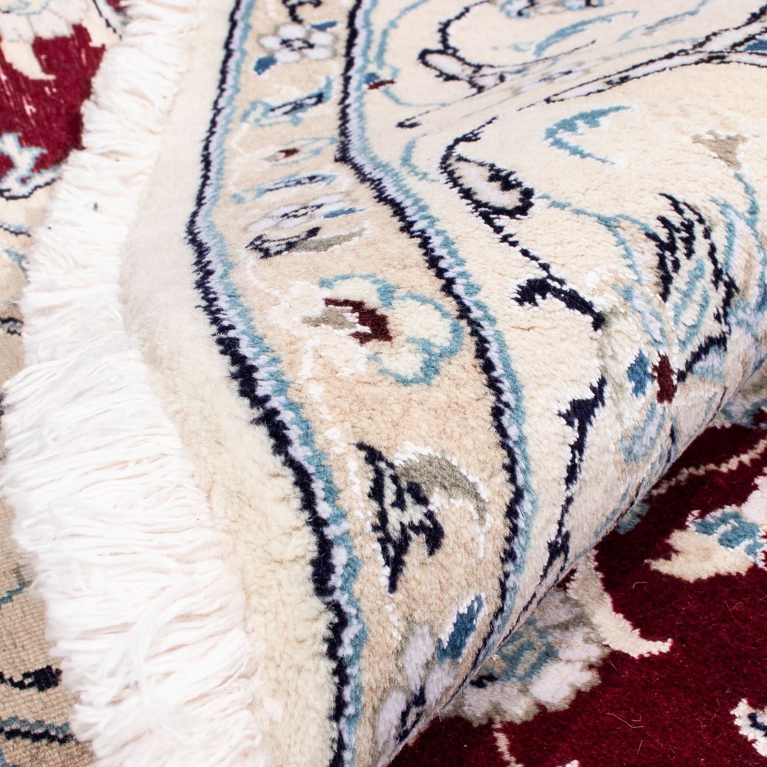 Tapis persan - Nain ronde  - 245 x 245 cm - rouge foncé