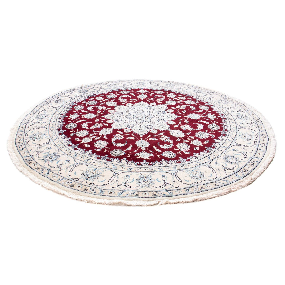 Tapis persan - Nain ronde  - 245 x 245 cm - rouge foncé