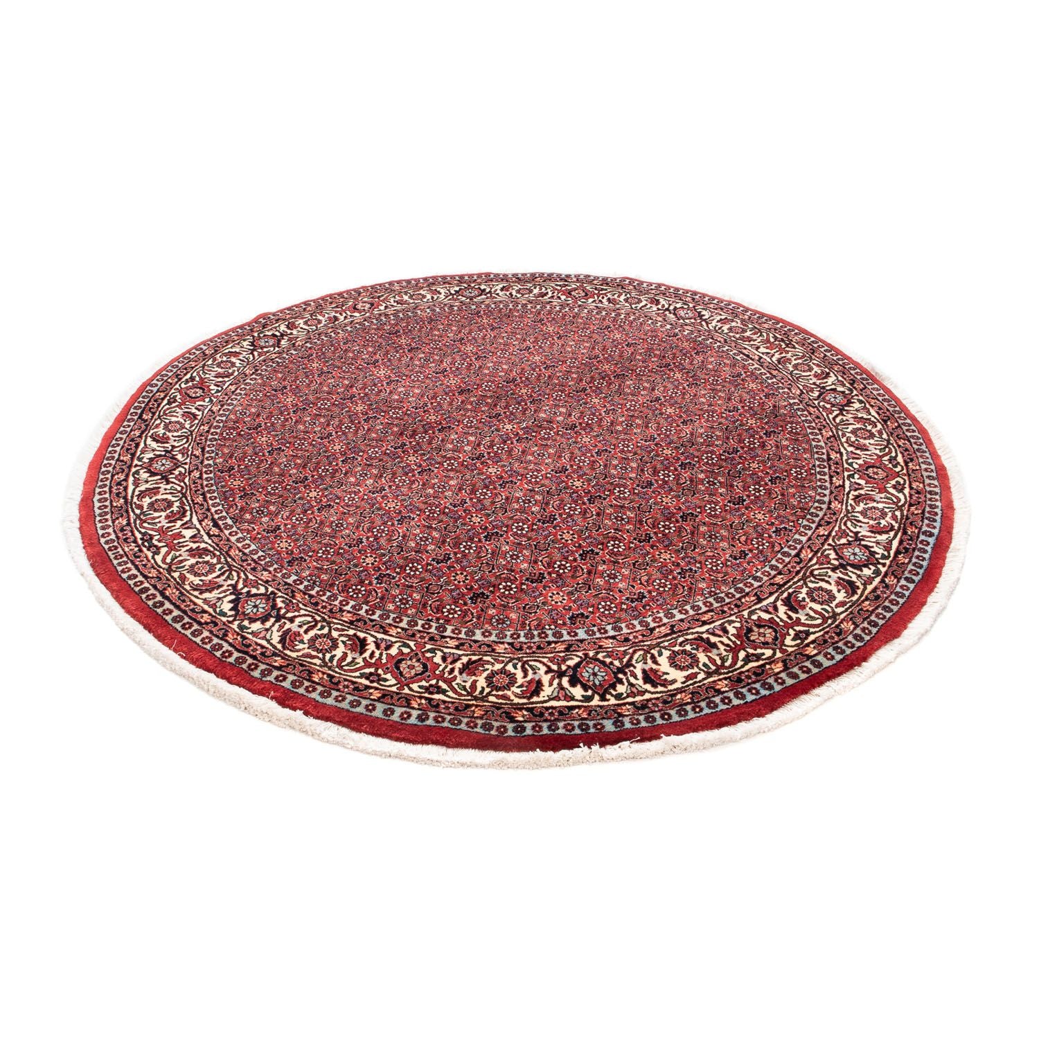 Tapis persan - Bidjar ronde  - 155 x 155 cm - rouge foncé