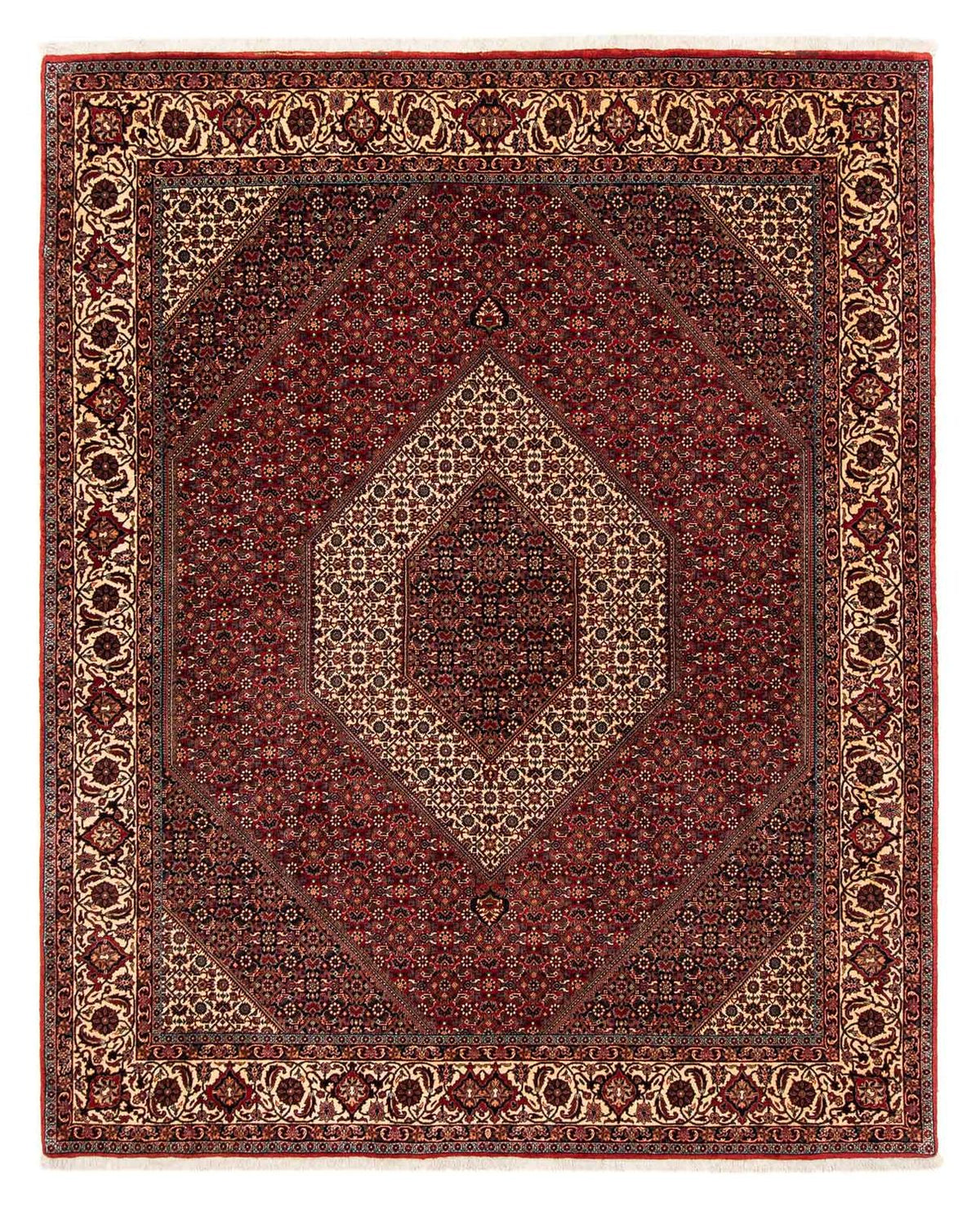 Tapis persan - Bidjar - 254 x 204 cm - rouge foncé