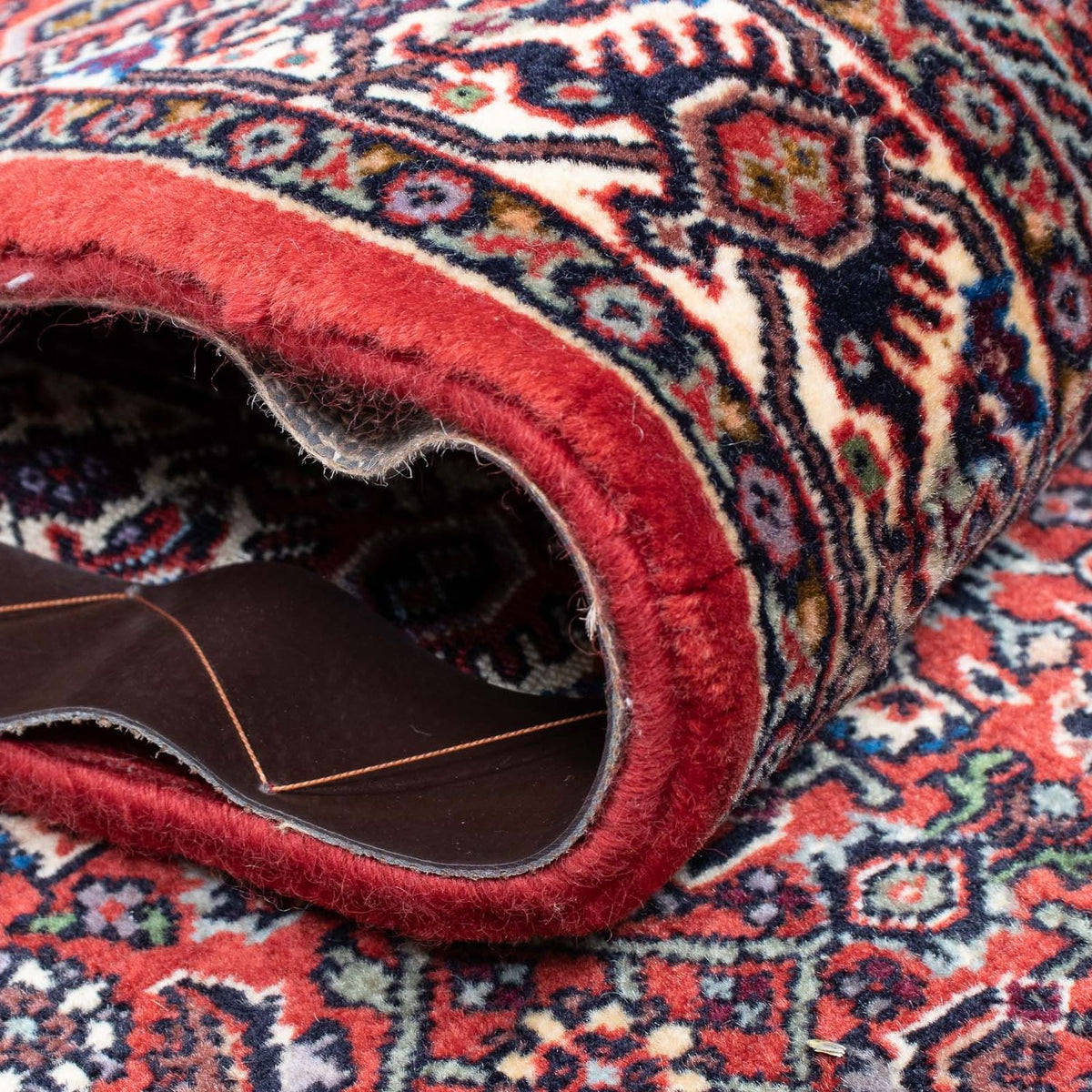 Tapis de couloir Tapis persan - Bidjar - 380 x 75 cm - rouge foncé