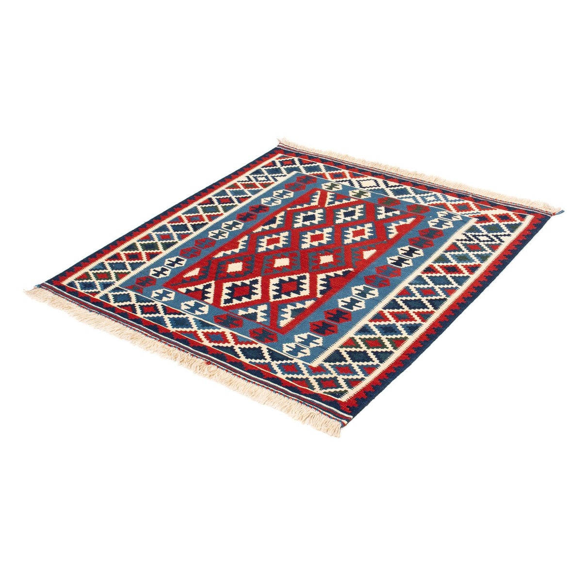 Tapis Kelim - Oriental carré  - 104 x 103 cm - rouge foncé