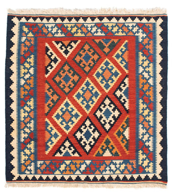 Tapis Kelim - Oriental carré  - 105 x 101 cm - rouge