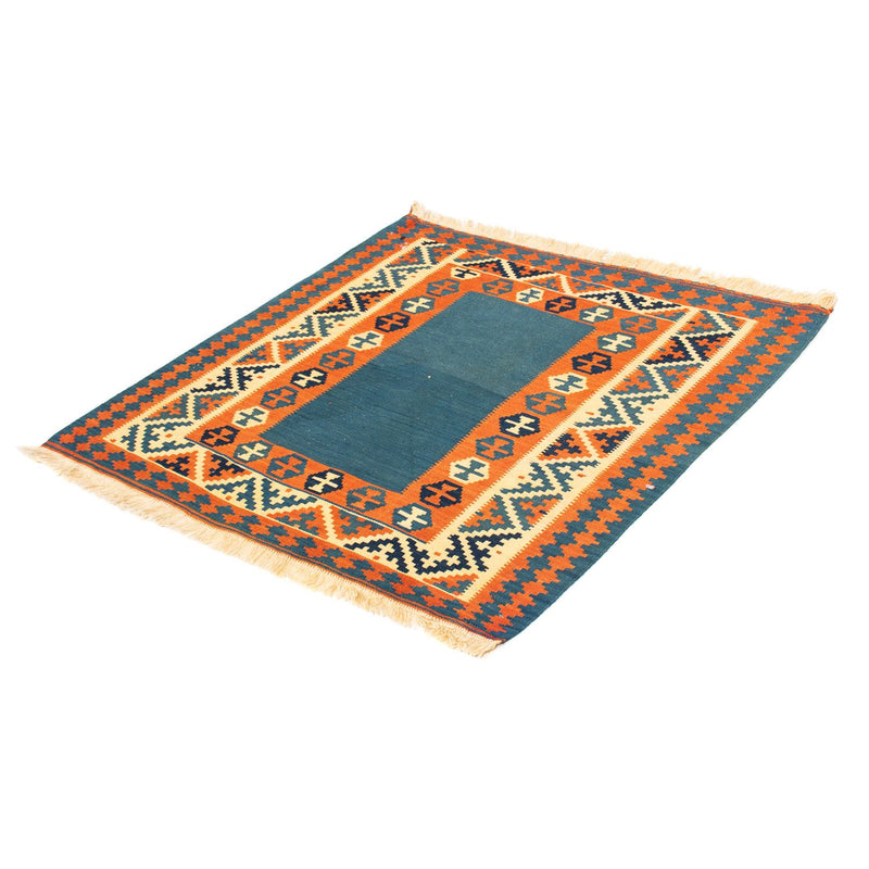 Tapis Kelim - Oriental carré  - 102 x 102 cm - bleu foncé