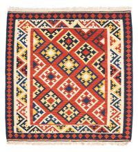 Tapis Kelim - Oriental carré  - 103 x 102 cm - rouge foncé