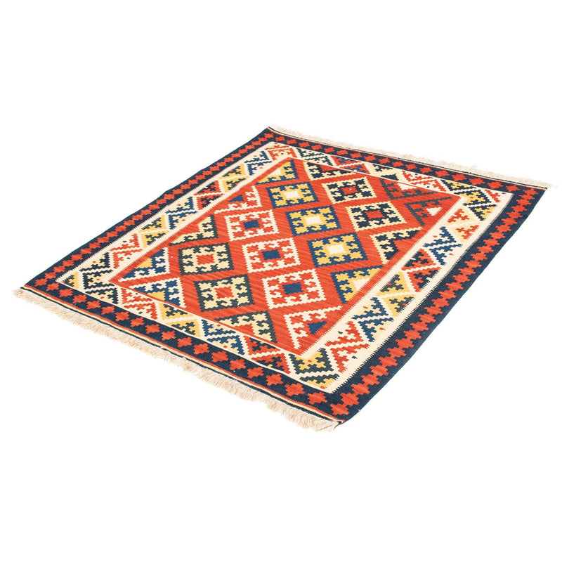 Tapis Kelim - Oriental carré  - 103 x 102 cm - rouge foncé