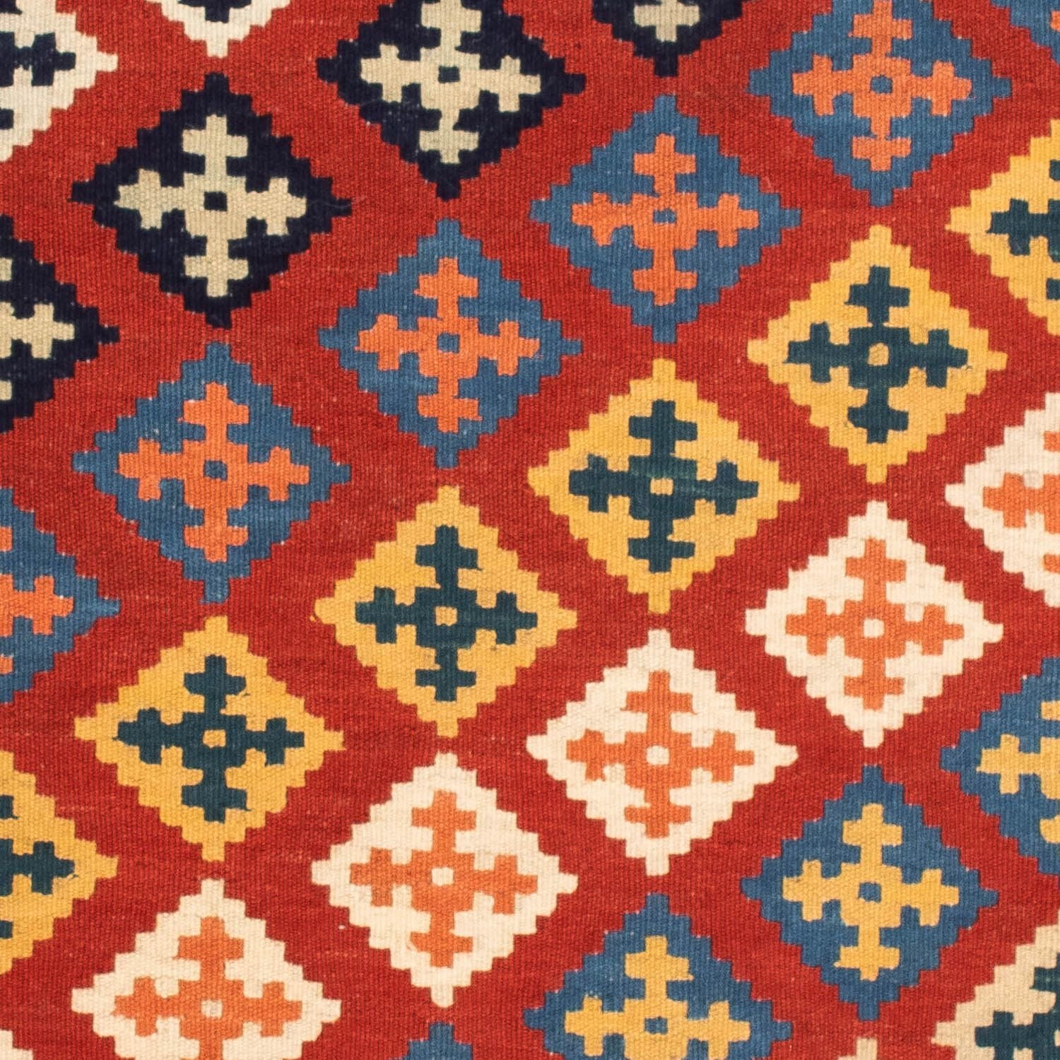Tapis Kelim - Oriental carré  - 105 x 103 cm - rouge foncé