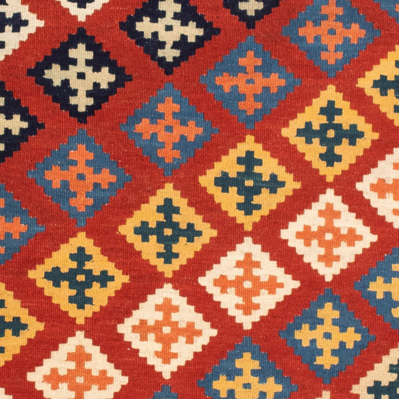 Tapis Kelim - Oriental carré  - 105 x 103 cm - rouge foncé