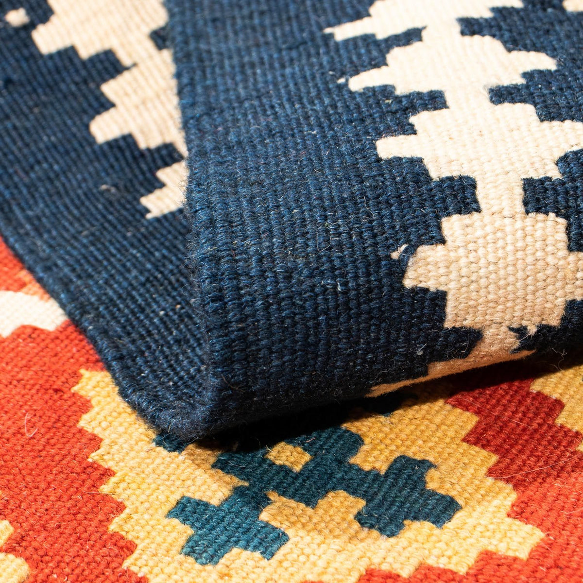 Tapis Kelim - Oriental carré  - 105 x 103 cm - rouge foncé