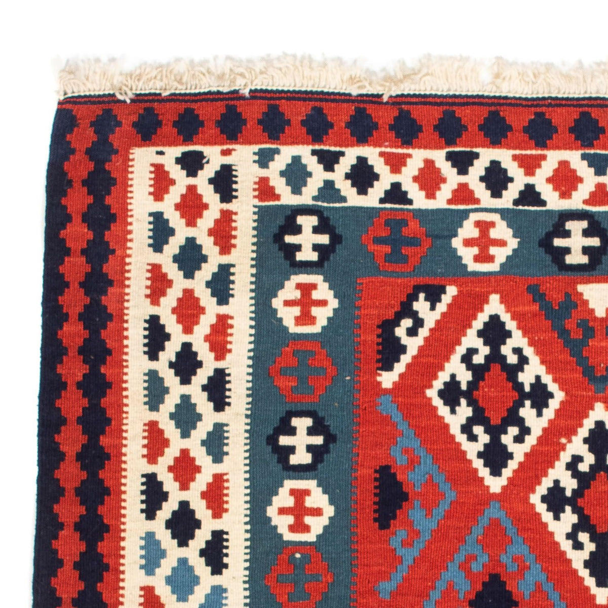 Tapis Kelim - Oriental carré  - 104 x 103 cm - rouge foncé