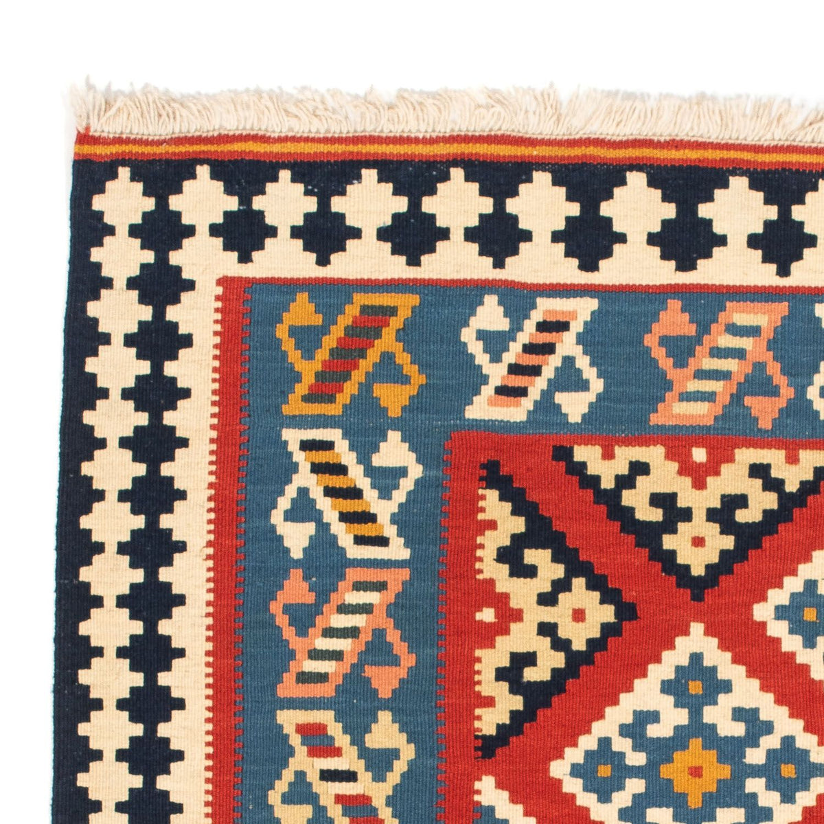 Tapis Kelim - Oriental carré  - 105 x 103 cm - rouge foncé