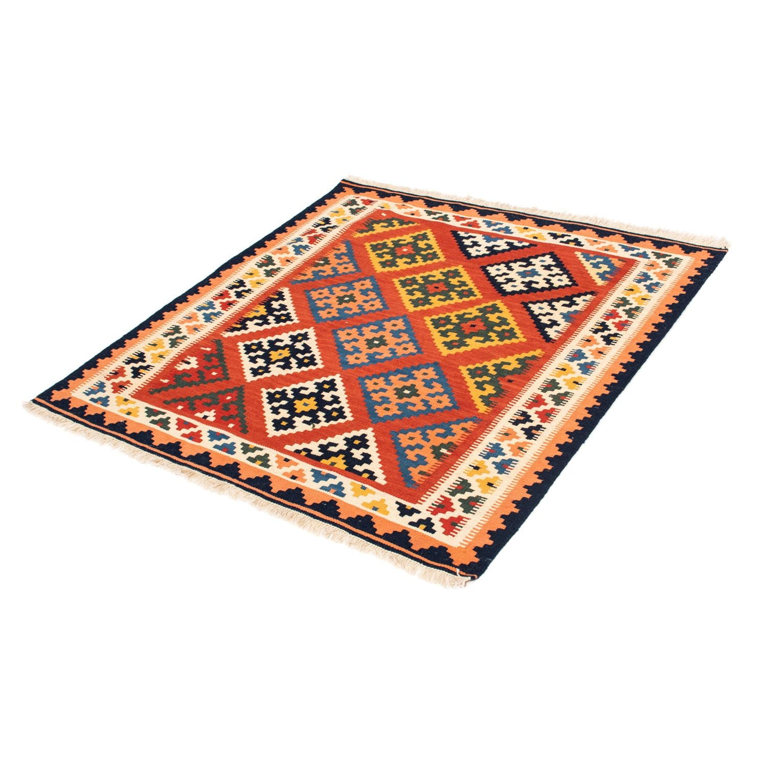 Tapis Kelim - Oriental carré  - 106 x 104 cm - rouge