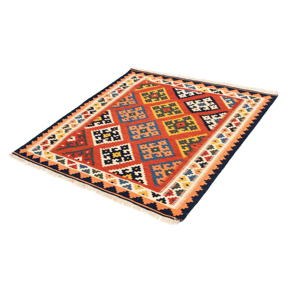 Tapis Kelim - Oriental carré  - 106 x 104 cm - rouge