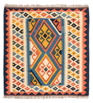 Tapis Kelim - Oriental carré  - 103 x 100 cm - bleu