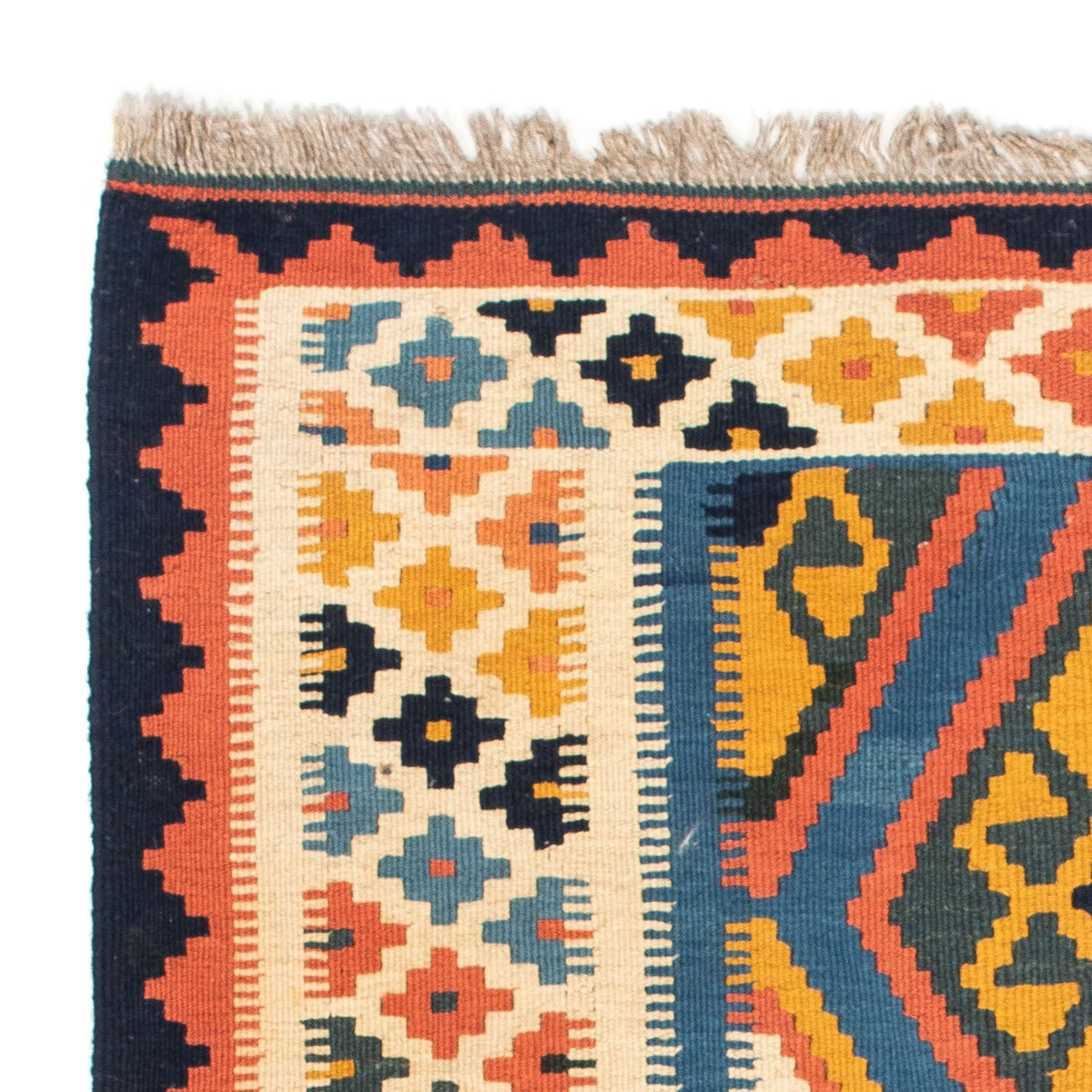 Tapis Kelim - Oriental carré  - 103 x 100 cm - bleu