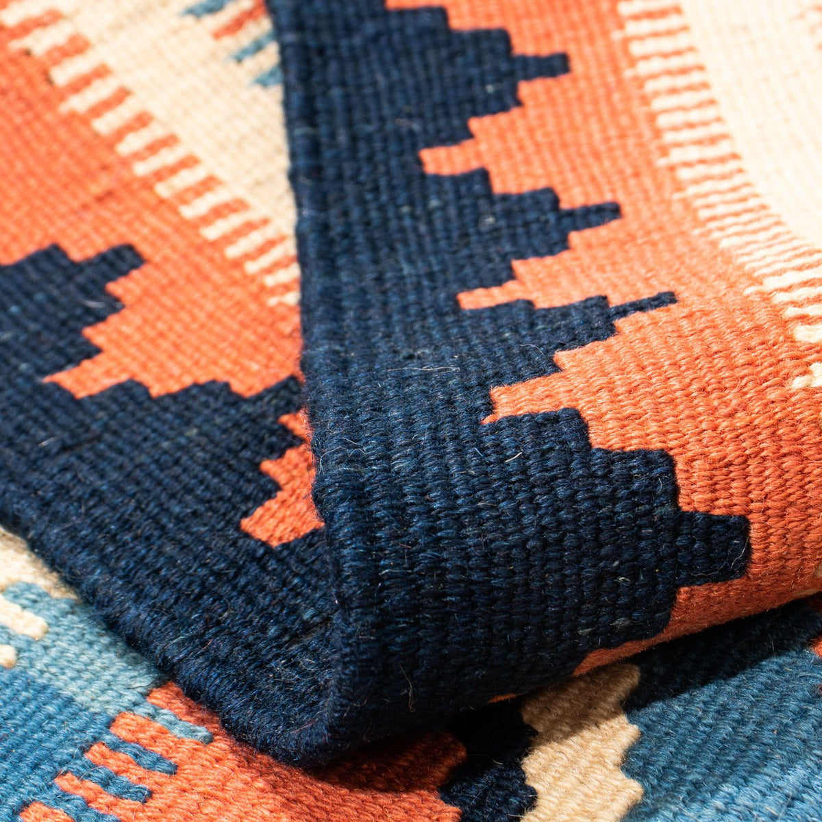 Tapis Kelim - Oriental carré  - 103 x 100 cm - bleu